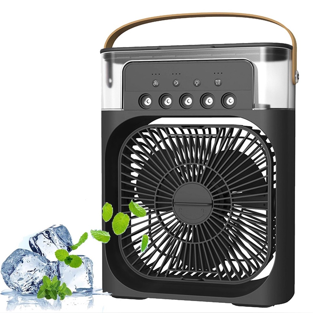 NEW Air Cooling Desk Fan Conditioner / Humidifier - Black 3 Wind & Spray Modes